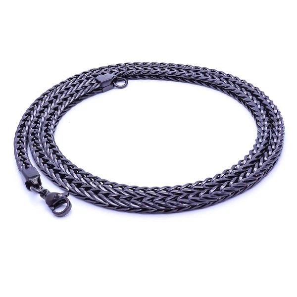 
             Ranel Takı Köşeli Kral Bakla Örgülü Çelik Kolye 4Mm 3810CEK026 
        