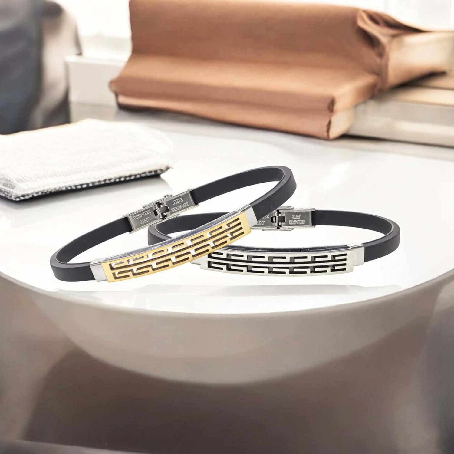 
             Ranel Takı Desenli Çelik Bileklik 3810SCB018 
        