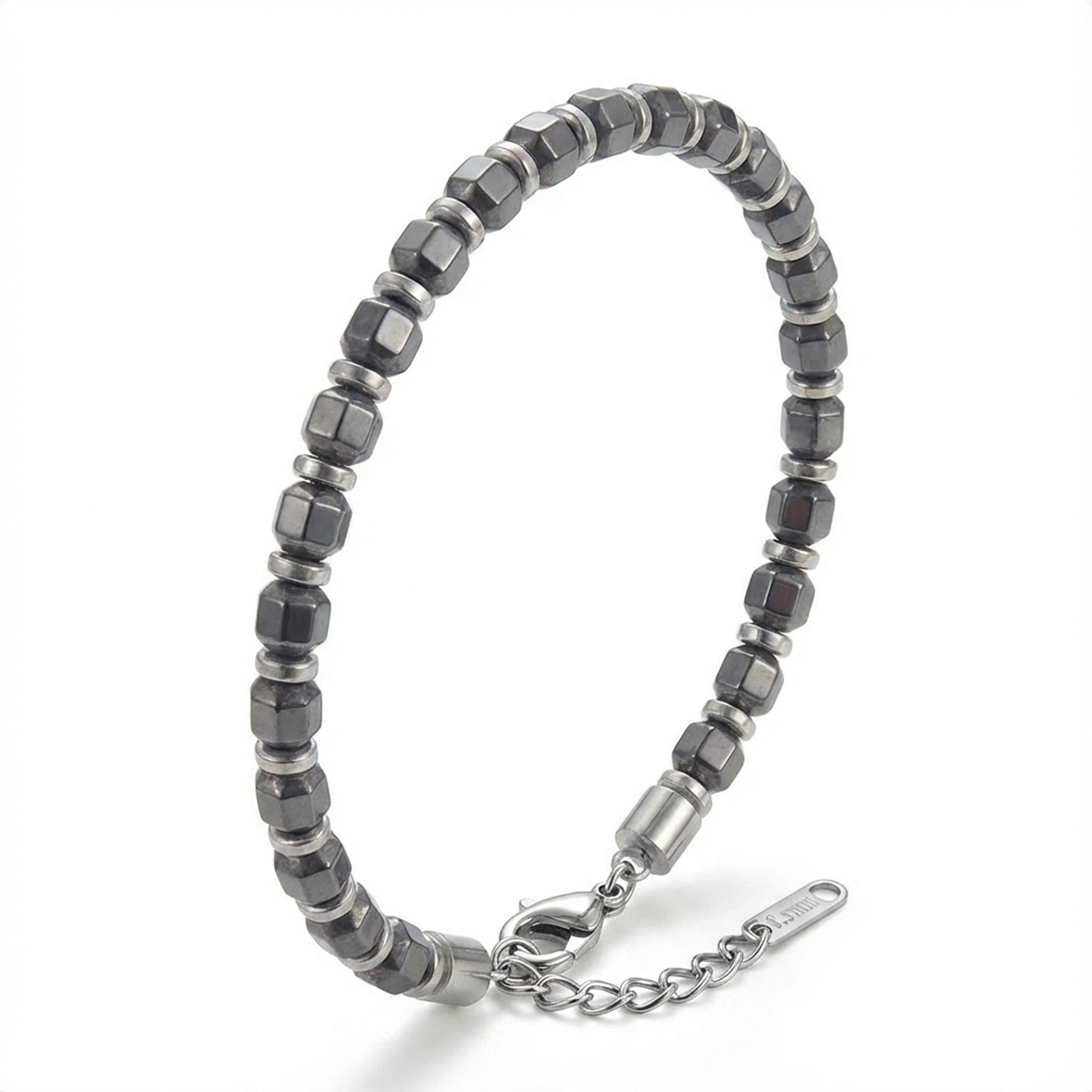 
             Ranel Takı Esmas Kesim Hematit Ayaranabilir Çelik Zincir Bileklik 38102B10D5 
        