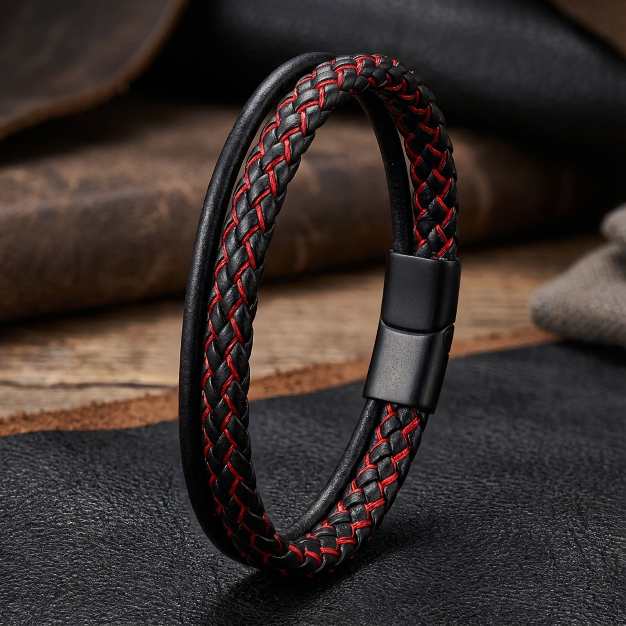 
             Ranel Takı Kırmızı Renk Çoklu Deri Bileklik 38103B5D5 
        