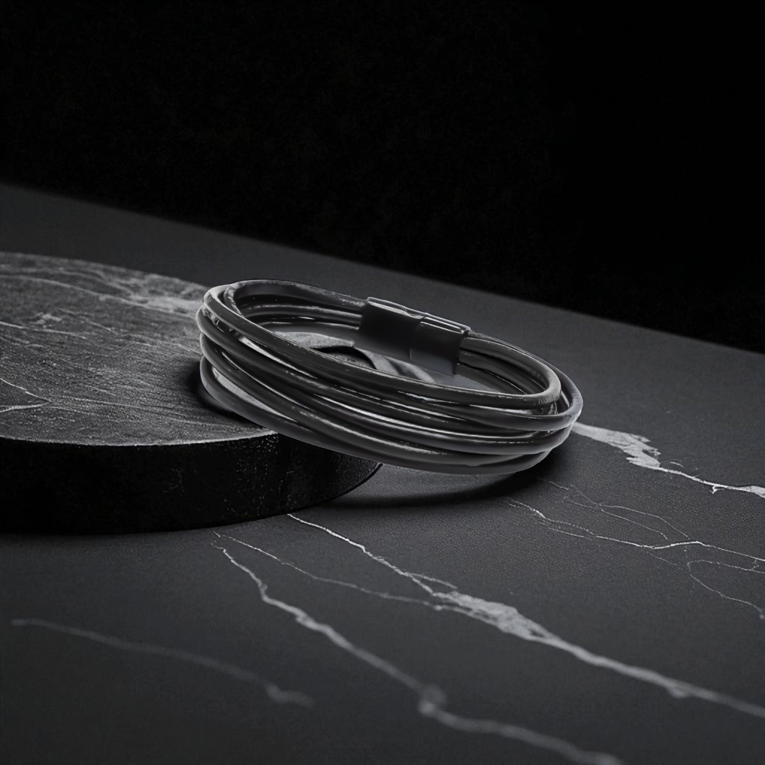 
             Ranel Takı Erkek Bileklik | Siyah Çoklu Katmanlı Tasarım 38103B13D2 
        