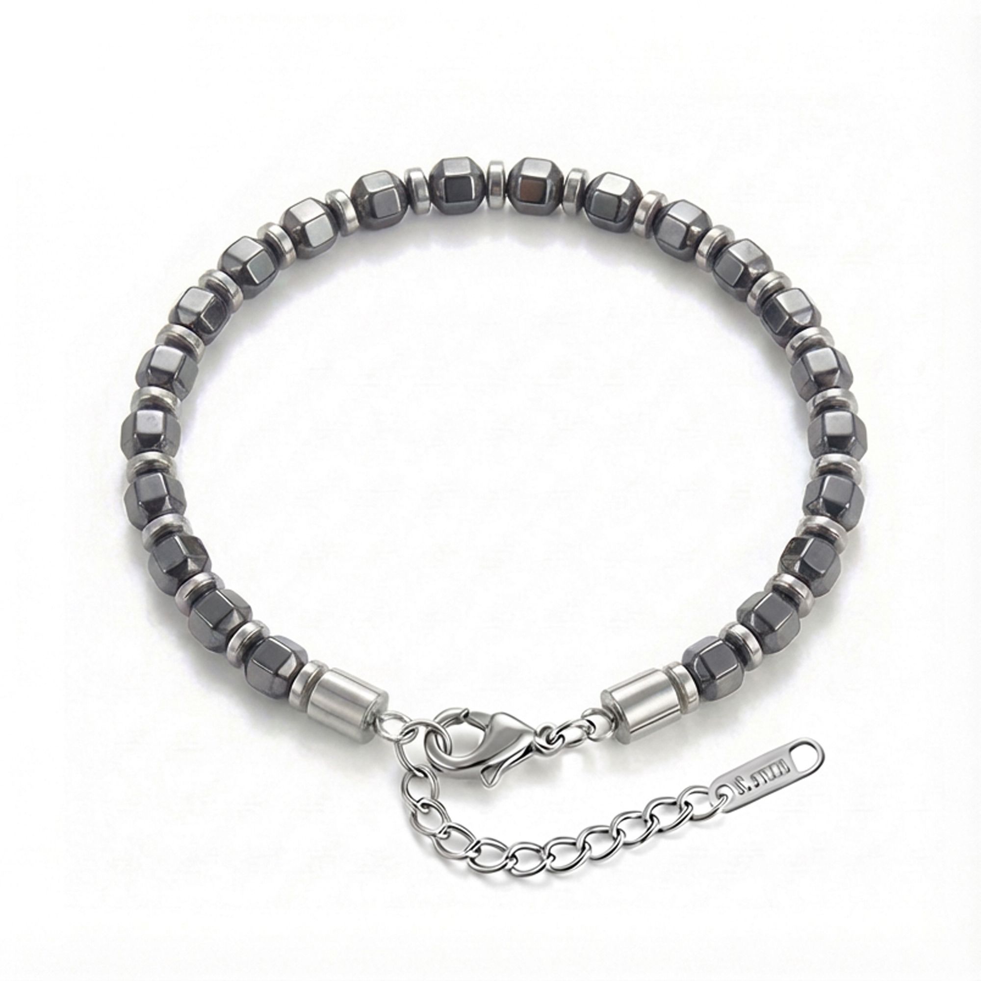 
             Ranel Takı Esmas Kesim Hematit Ayaranabilir Çelik Zincir Bileklik 38102B10D5 
        