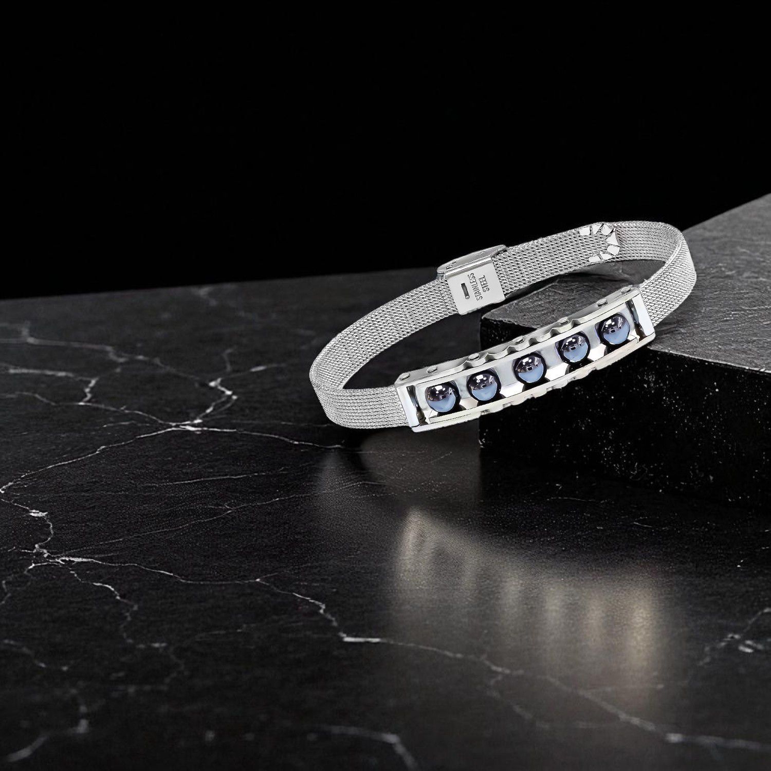 
             Ranel Takı Hematit Taşı Ve Paslanmaz Çelik Bileklik 38102B23D5 
        