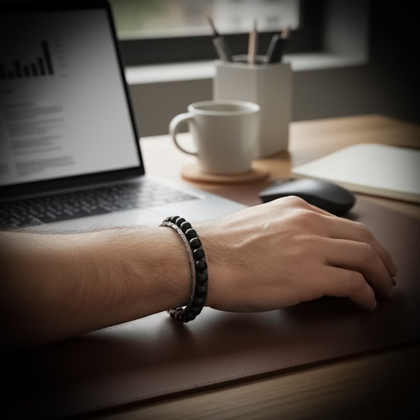 
             Ranel Takı Oniks Doğaltaş Ve Çelik Halat Örme Bileklik 38102B2DH1 
        