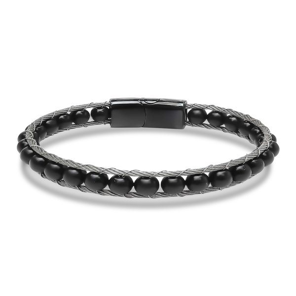 
             Ranel Takı Oniks Doğaltaş Ve Çelik Halat Örme Bileklik 38102B2DH1 
        