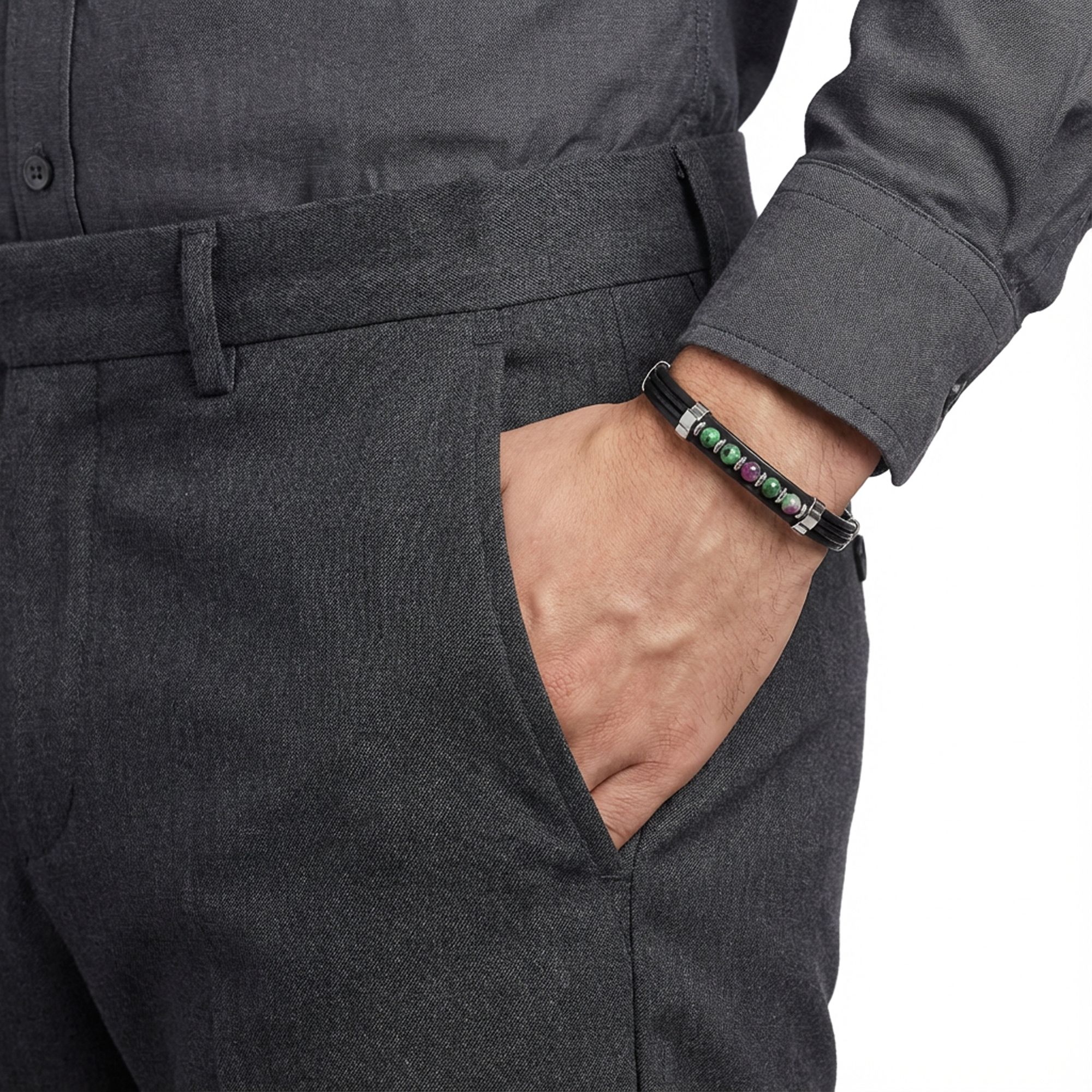 
             Ranel Takı Zümrüt Taşlı Deri Bileklik 38101G6D5M 
        